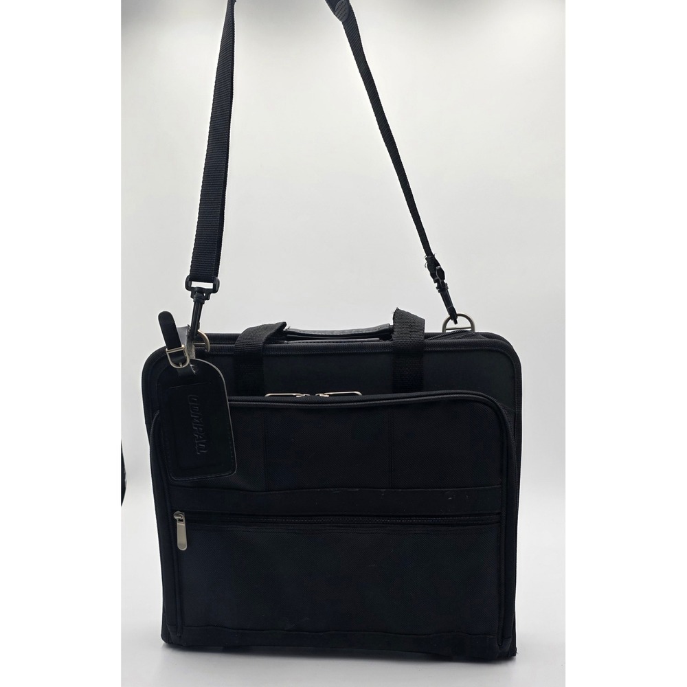 Vintage Compaq Black Nylon Laptop Messenger Bag Briefcase With Strap 14.5x13x4in